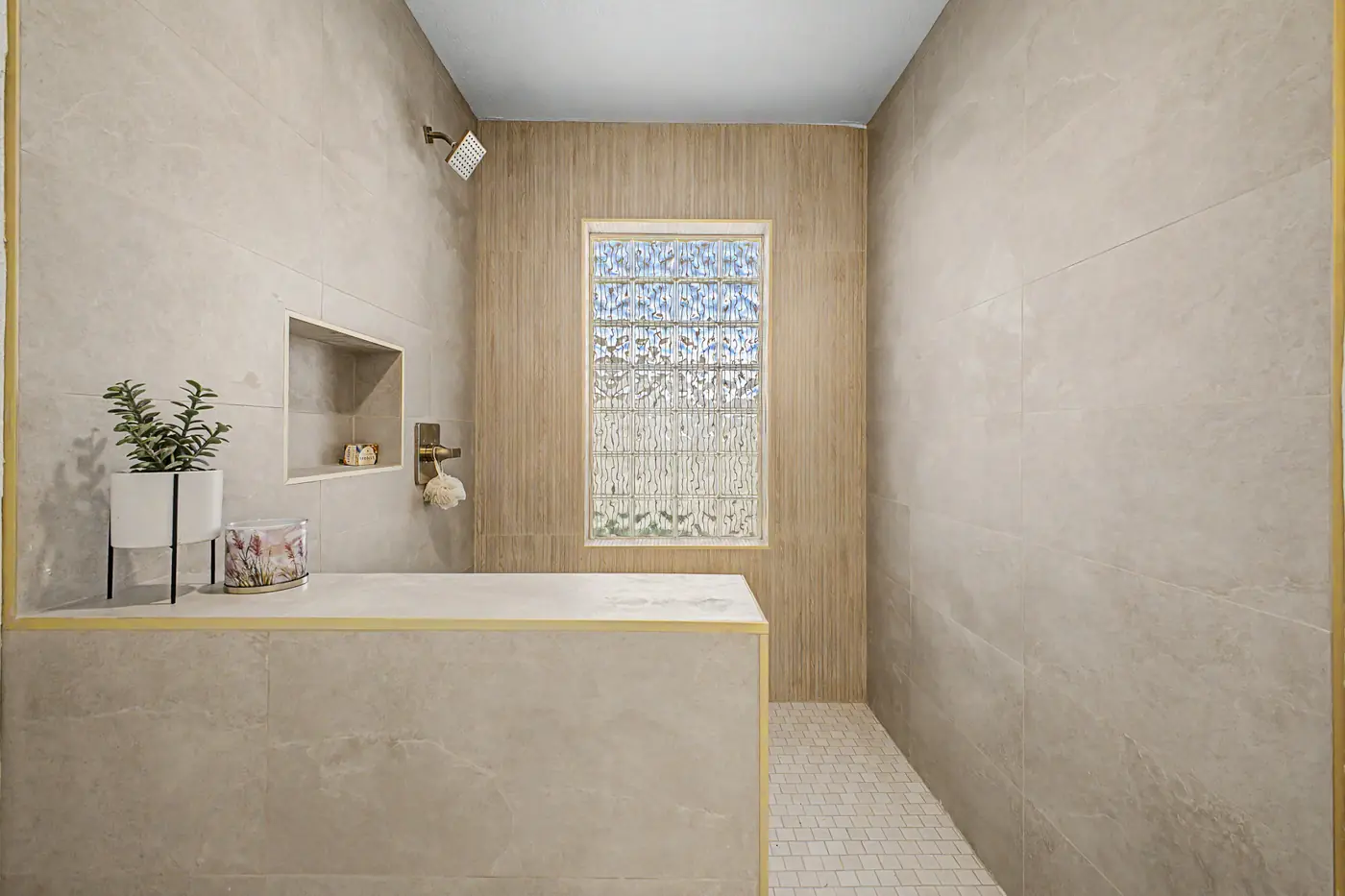 The primary shower after renovation, 5135 N 78th St Scottsdale